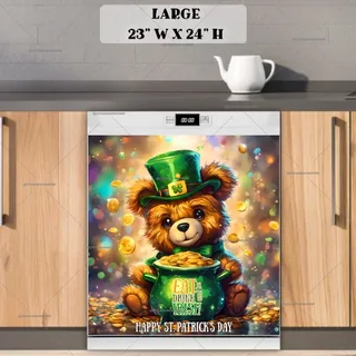 Preview of St. Patrick Day Teddy Bear with Gold magnet in Large size.