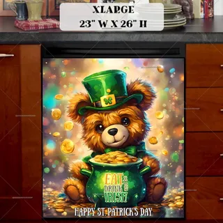 Preview of St. Patrick Day Teddy Bear with Gold magnet in Extra Large size.