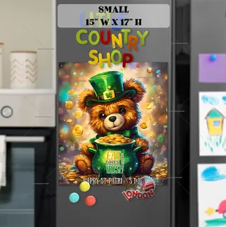 Preview of St. Patrick Day Teddy Bear with Gold magnet in Small size.