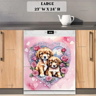 Preview of Valentine’s Day Puppy Couple magnet in Large size.