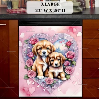 Preview of Valentine’s Day Puppy Couple magnet in Extra Large size.