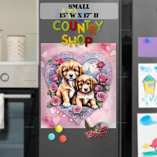 Preview of Valentine’s Day Puppy Couple magnet in Small size.