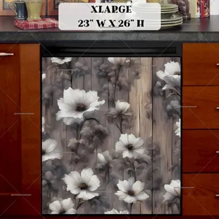 Preview of White Wildflowers on Wood Design magnet in Extra Large size.