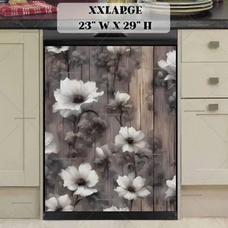 Preview of White Wildflowers on Wood Design magnet in XX Large size.