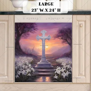 Preview of Purple Cross and Lilies in the Sunset magnet in Large size.