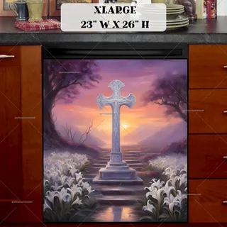 Preview of Purple Cross and Lilies in the Sunset magnet in Extra Large size.