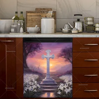 Preview of Purple Cross and Lilies in the Sunset magnet.