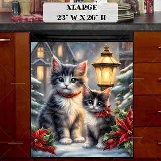 Preview of Two Cute Christmas Kittens magnet in Extra Large size.