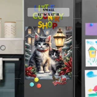 Preview of Two Cute Christmas Kittens magnet in Small size.