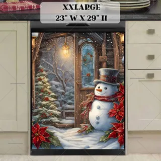 Preview of Cute Snowman at the Gate magnet in XX Large size.