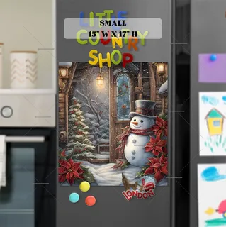 Preview of Cute Snowman at the Gate magnet in Small size.