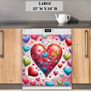 Preview of Colorful Valentine’s Day Hearts magnet in Large size.