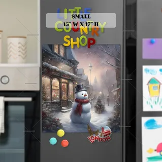 Preview of Christmas Snowman on the Street magnet in Small size.