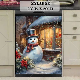 Preview of Snowman at the Cottage Window magnet in XX Large size.