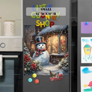 Preview of Snowman at the Cottage Window magnet in Small size.