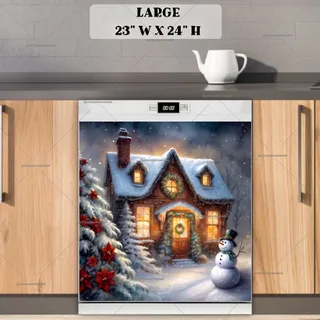 Preview of Beautiful Cozy Christmas Cottage magnet in Large size.