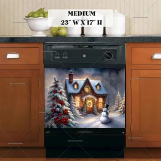 Preview of Beautiful Cozy Christmas Cottage magnet in Medium size.