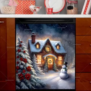 Preview of Beautiful Cozy Christmas Cottage magnet.