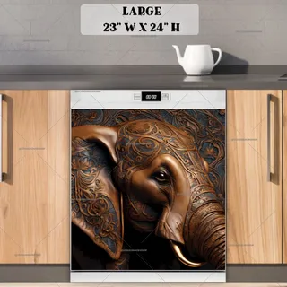 Preview of Gorgeous Tooled Leather Elephant magnet in Large size.