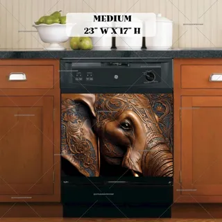Preview of Gorgeous Tooled Leather Elephant magnet in Medium size.