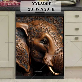 Preview of Gorgeous Tooled Leather Elephant magnet in XX Large size.