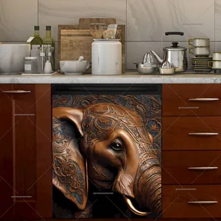 Preview of Gorgeous Tooled Leather Elephant magnet.