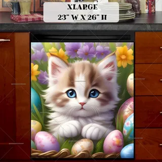 Preview of Blue Eyed Easter Kitten magnet in Extra Large size.