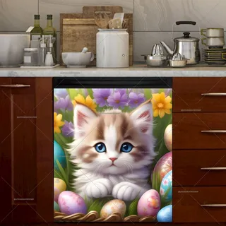 Preview of Blue Eyed Easter Kitten magnet.