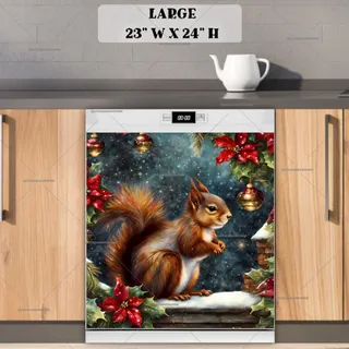 Preview of Cute Christmas Squirrel magnet in Large size.