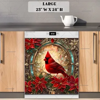 Preview of Stained Glass Window and Cardinal magnet in Large size.