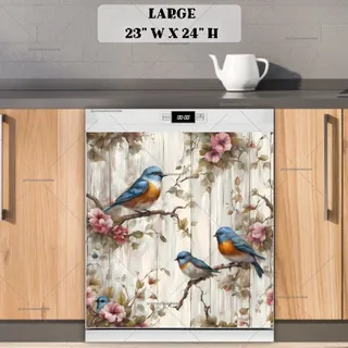 Preview of Little Birds on Wood Background magnet in Large size.