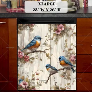 Preview of Little Birds on Wood Background magnet in Extra Large size.