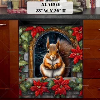 Preview of Christmas Squirrel at the Window magnet in Extra Large size.