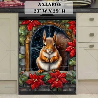 Preview of Christmas Squirrel at the Window magnet in XX Large size.