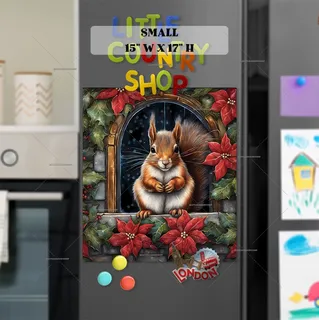 Preview of Christmas Squirrel at the Window magnet in Small size.