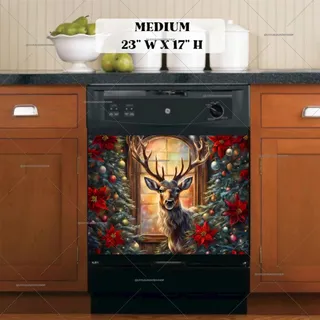 Preview of Christmas Deer at the Window magnet in Medium size.