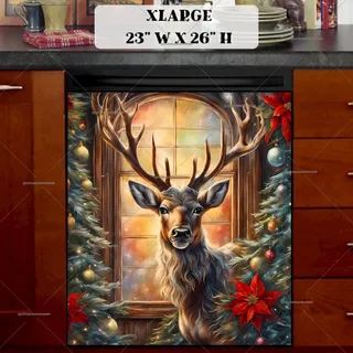 Preview of Christmas Deer at the Window magnet in Extra Large size.