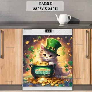 Preview of St. Patrick Day Kitten and Gold magnet in Large size.