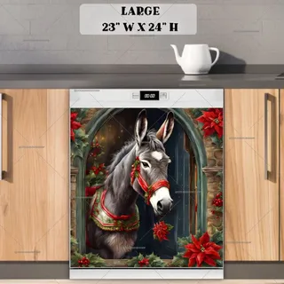 Preview of Christmas Donkey at the Door magnet in Large size.