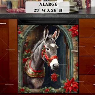 Preview of Christmas Donkey at the Door magnet in Extra Large size.