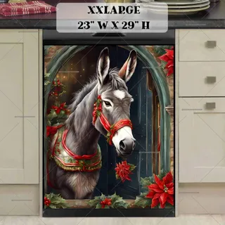 Preview of Christmas Donkey at the Door magnet in XX Large size.