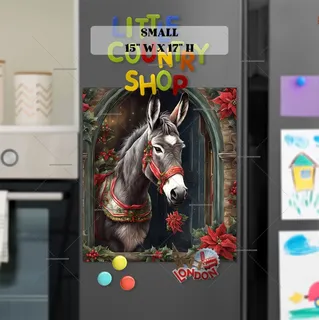 Preview of Christmas Donkey at the Door magnet in Small size.