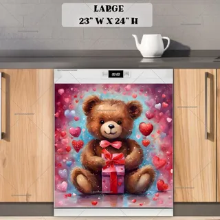 Preview of Teddy Bear with Valentine’s Gift magnet in Large size.