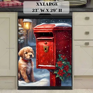 Preview of Puppy Waiting for the Christmas Mail magnet in XX Large size.