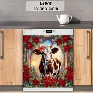 Preview of Cute Christmas Cow Girl magnet in Large size.