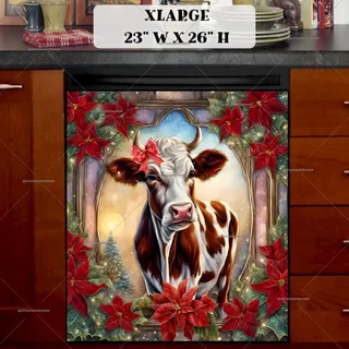 Preview of Cute Christmas Cow Girl magnet in Extra Large size.