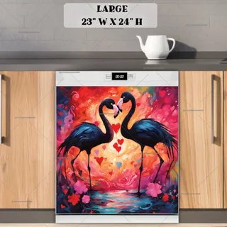 Preview of Black Valentine’s Day Flamingos magnet in Large size.