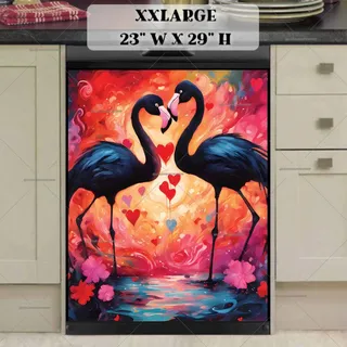 Preview of Black Valentine’s Day Flamingos magnet in XX Large size.