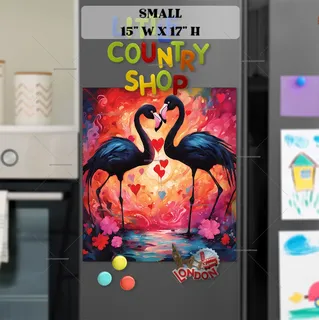 Preview of Black Valentine’s Day Flamingos magnet in Small size.