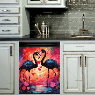 Preview of Black Valentine’s Day Flamingos magnet.